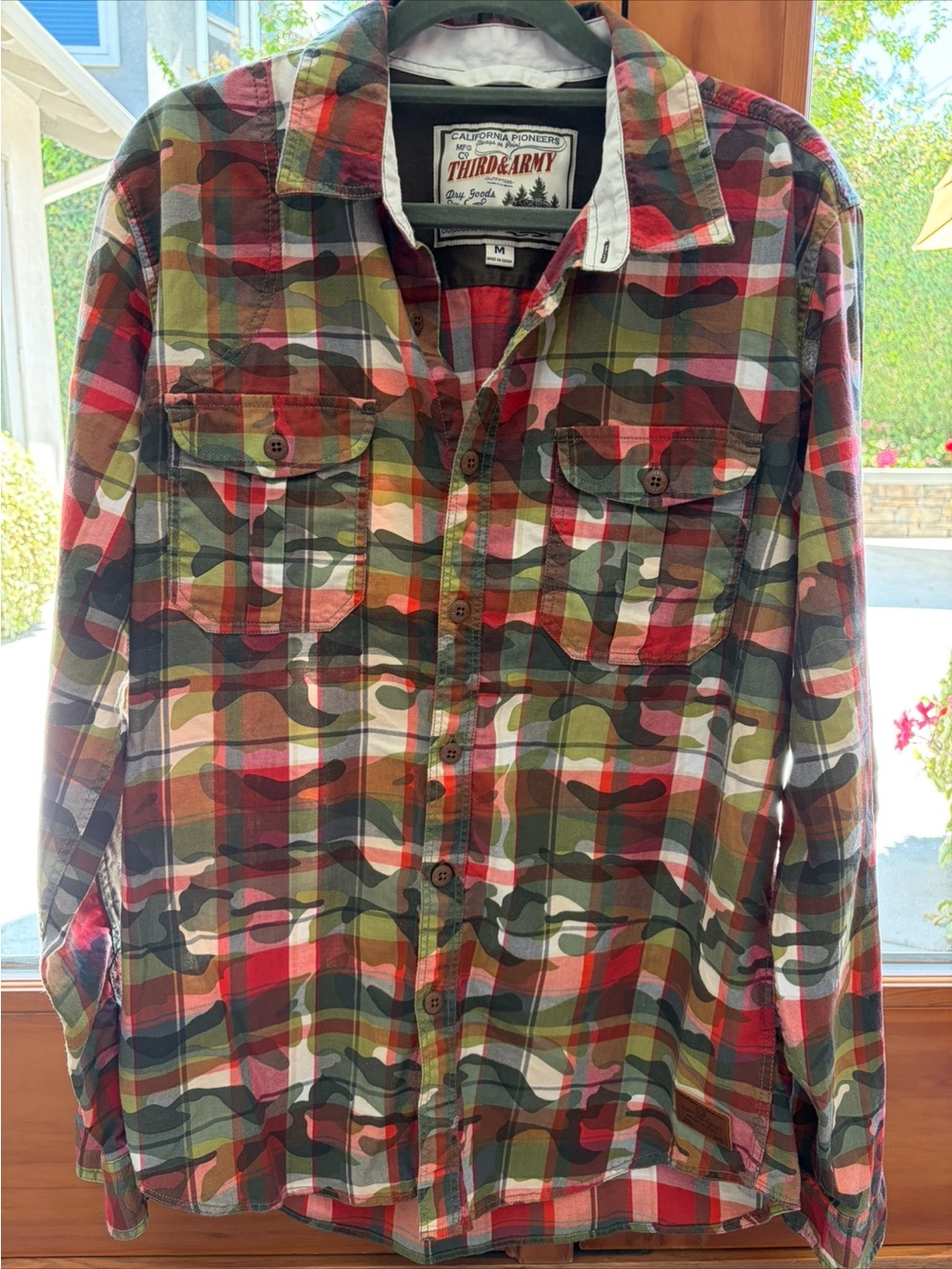 Third & Army Camouflage Long Sleeve Button Up - Size M